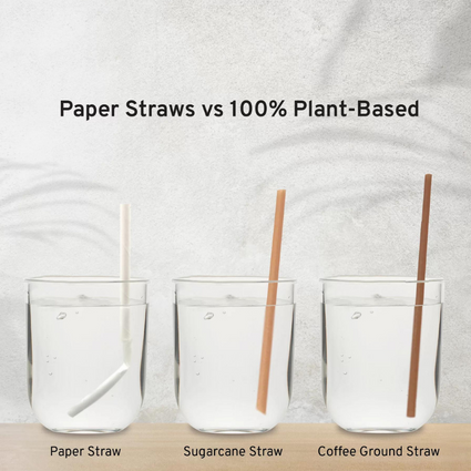 Comparison of sugarcane straw with paper straw and coffee ground straw